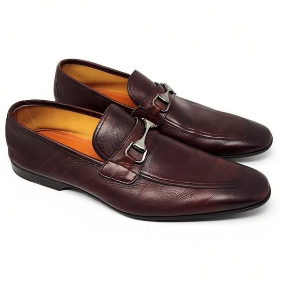Magnanni 13 Tazon Bit Loafer Mahogany Brown Leather Slip On Dress Shoes Mens